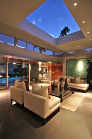 living area with electric roof