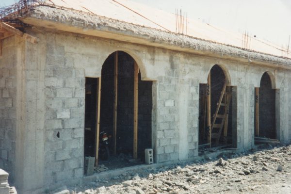 cinder block base/roof construction